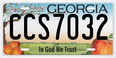 GA license plate CCS7032