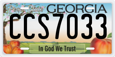 GA license plate CCS7033