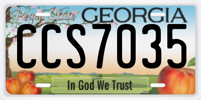 GA license plate CCS7035
