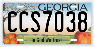 GA license plate CCS7038