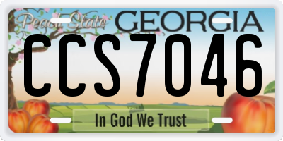GA license plate CCS7046