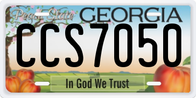 GA license plate CCS7050