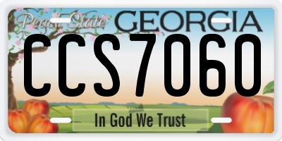 GA license plate CCS7060