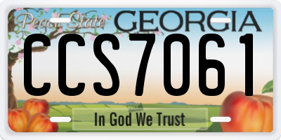 GA license plate CCS7061