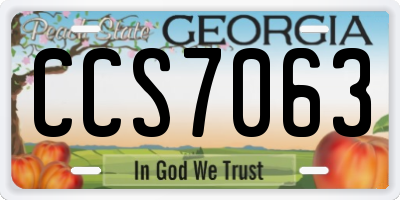 GA license plate CCS7063