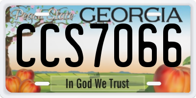 GA license plate CCS7066