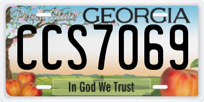 GA license plate CCS7069