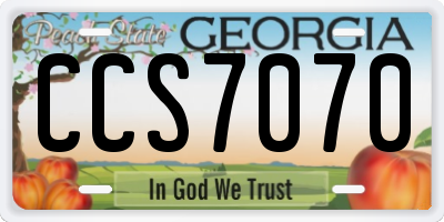 GA license plate CCS7070
