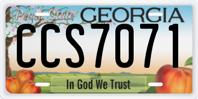 GA license plate CCS7071