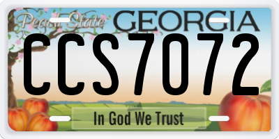 GA license plate CCS7072