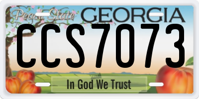 GA license plate CCS7073