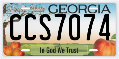 GA license plate CCS7074