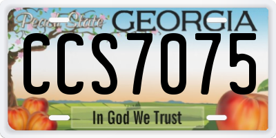 GA license plate CCS7075