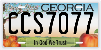 GA license plate CCS7077