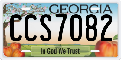 GA license plate CCS7082