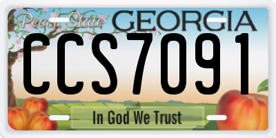GA license plate CCS7091