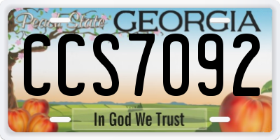 GA license plate CCS7092