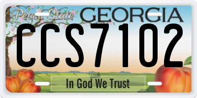 GA license plate CCS7102