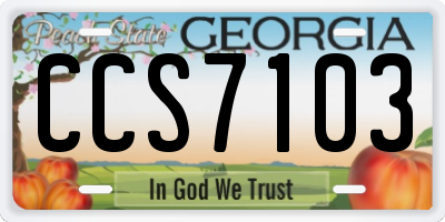 GA license plate CCS7103