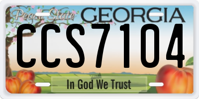 GA license plate CCS7104