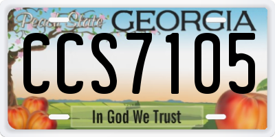GA license plate CCS7105