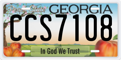 GA license plate CCS7108