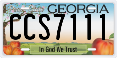 GA license plate CCS7111