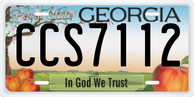 GA license plate CCS7112