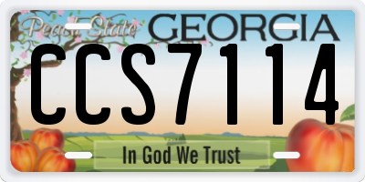 GA license plate CCS7114