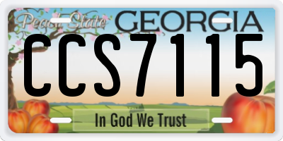 GA license plate CCS7115