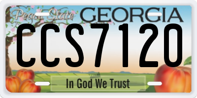 GA license plate CCS7120