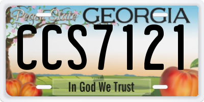 GA license plate CCS7121