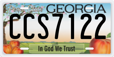 GA license plate CCS7122