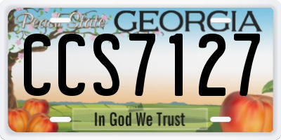GA license plate CCS7127