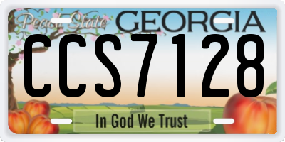 GA license plate CCS7128