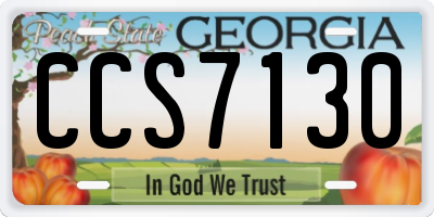 GA license plate CCS7130