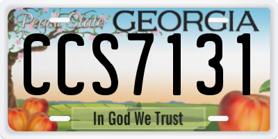 GA license plate CCS7131