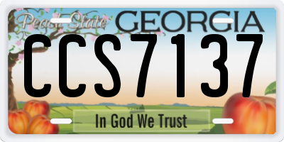 GA license plate CCS7137
