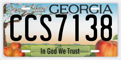 GA license plate CCS7138