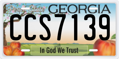 GA license plate CCS7139