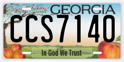 GA license plate CCS7140