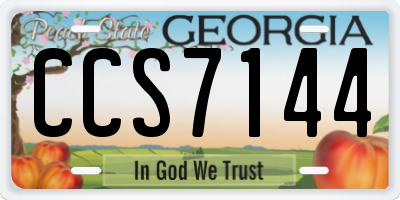 GA license plate CCS7144