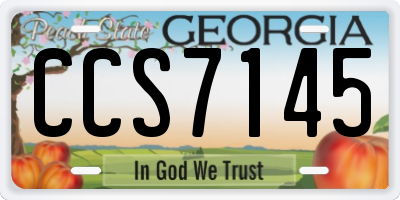 GA license plate CCS7145