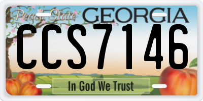 GA license plate CCS7146