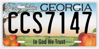 GA license plate CCS7147