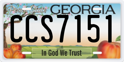 GA license plate CCS7151