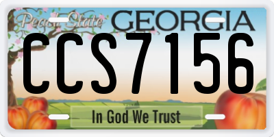 GA license plate CCS7156