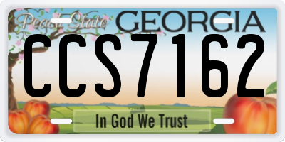 GA license plate CCS7162