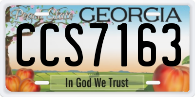GA license plate CCS7163