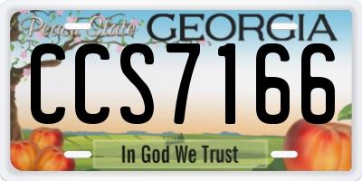 GA license plate CCS7166